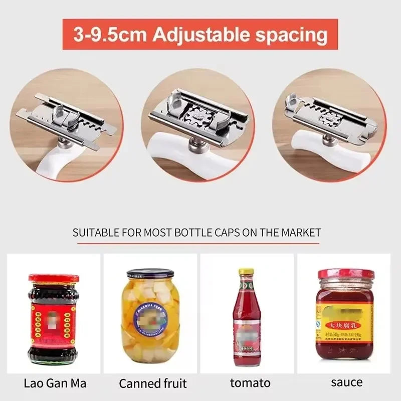 Adjustable Stainless Steel Jar and Lid Opener - Versatile Kitchen Gadget for Bottles, Wine, Beer, and Cans